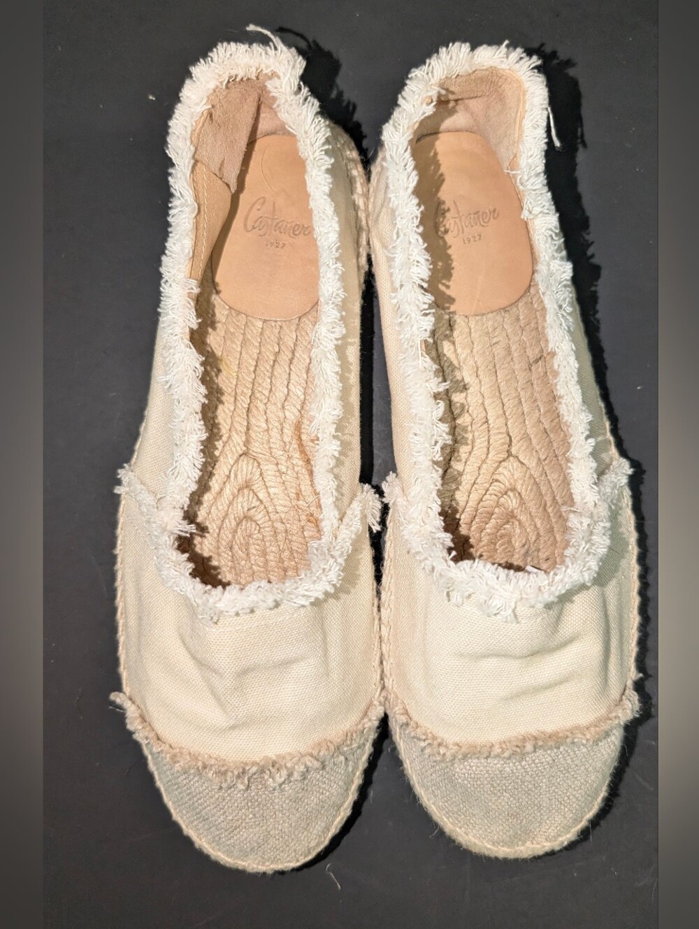 Castaner Kampala Canvas Espadrille Flats Ivory Beige Size 40/9 Women's LIKE NEW - Picture 2 of 5